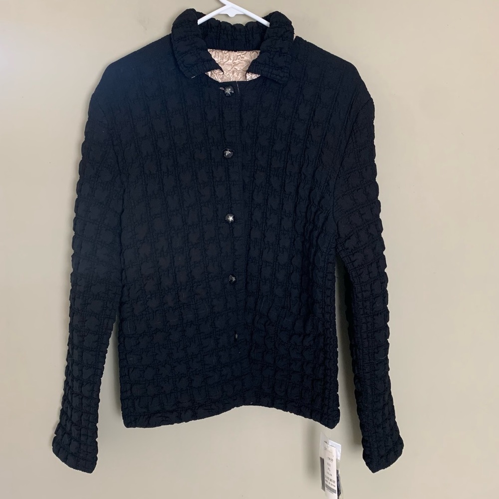 NWT UbU I’ll be me Black Gold Reversible Travel Button Down Jacket Size P Large